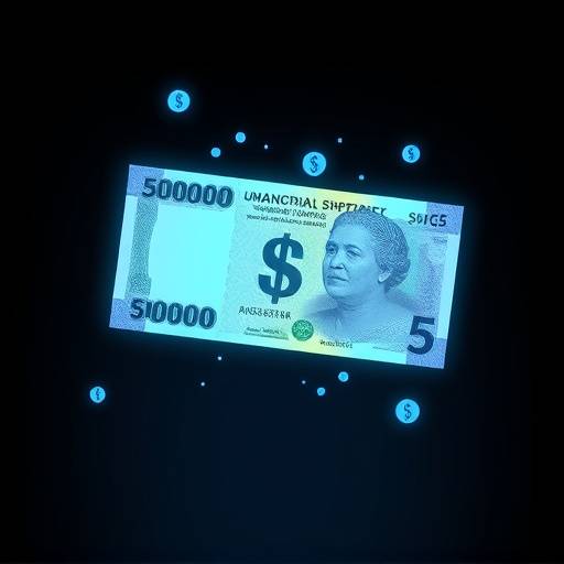 Graphical representation of a mobile phone displaying mobile money transactions in Ugandan Shillings