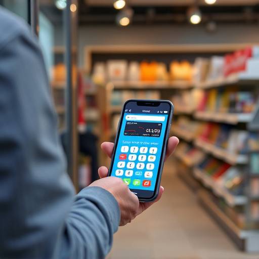 Image showing a smartphone making a mobile payment at a store checkout