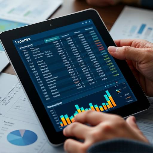 Person analyzing expenses on a tablet with financial charts